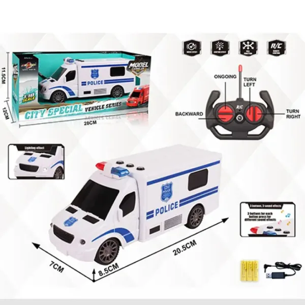RC dálkově ovládaný policejní dodávka se světelnými a zvukovými efekty v měřítku 1:18, 20cm obrázek 5
