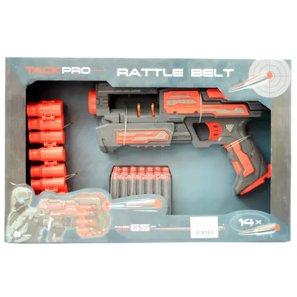 Rattle Belt Track Pro: Pěnová střelná zbraň s nabíječem a střelivem s dostřelem 18 metrů obrázek 10