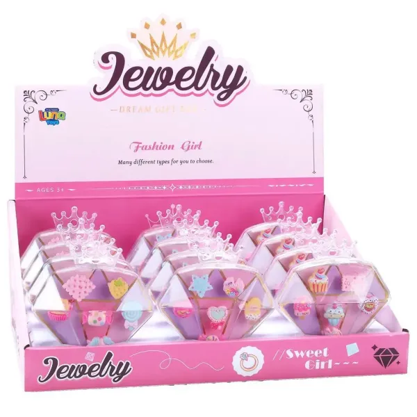 Sada prstenů s cukrovinkami v různých variantách v diamantové krabičce 1 ks obrázek 3