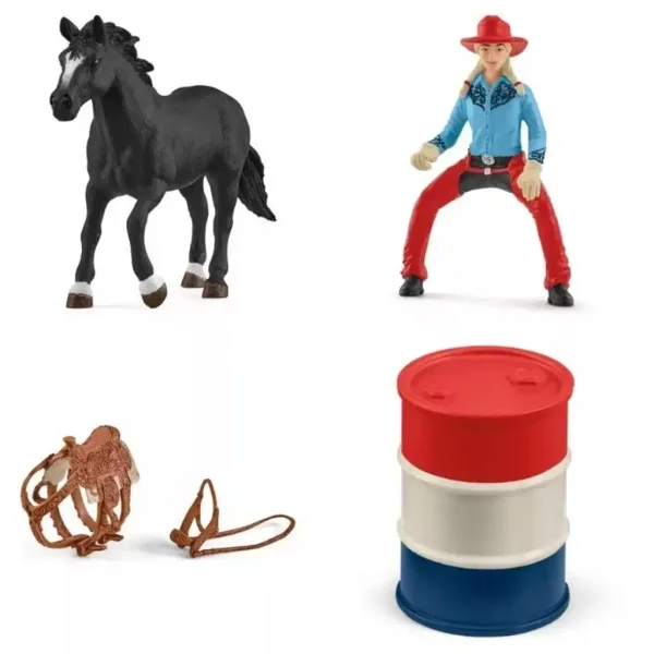 Schleich: Farm World - Sada na závody s barelem s kovbojkou (42576) obrázek 3