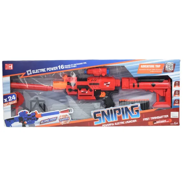 Sniping: Elektrická přestavitelná obří houbová střelná zbraň s náboji a terčem 79 cm. obrázek 17