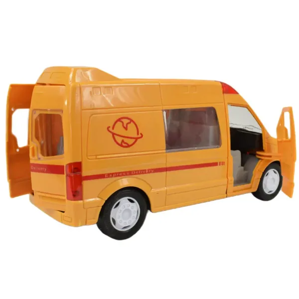 Speciální auto: Žluté expresní doručovací auto se světlem a zvukem, funkce volnoběžných kol 24cm obrázek 5