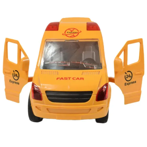 Speciální auto: Žluté expresní doručovací auto se světlem a zvukem, funkce volnoběžných kol 24cm obrázek 7