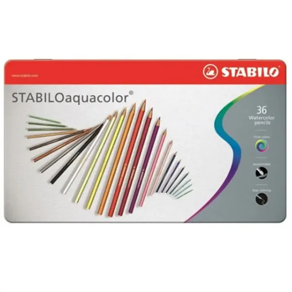 Stabilo: Aquacolor barevné tužky v kovové krabici 36 ks obrázek 1