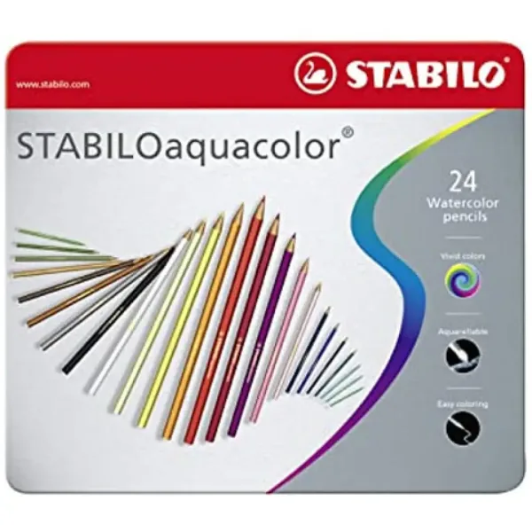 Stabilo: Aquacolor sada 24 barevných tužek v kovové krabici obrázek 1