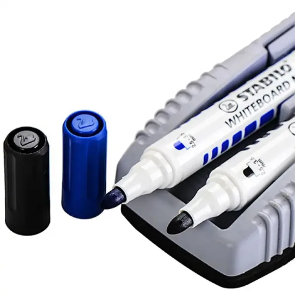 Stabilo: Plan WhiteBoard marker modrý a černý tabulový fix + houba obrázek 3