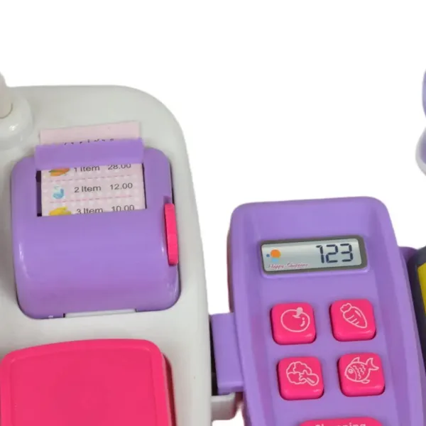 Šťastné Nakupování: Elektronická pokladna v bílo-růžové barvě se zvukem a doplňky 22,5x17cm obrázek 5