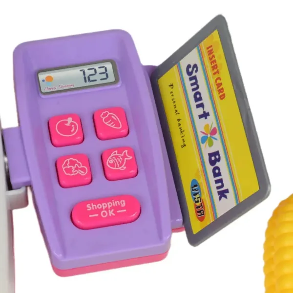 Šťastné Nakupování: Elektronická pokladna v bílo-růžové barvě se zvukem a doplňky 22,5x17cm obrázek 6