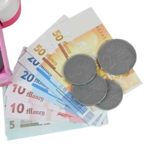 Šťastné Nakupování: Elektronická pokladna v bílo-růžové barvě se zvukem a doplňky 22,5x17cm obrázek 9
