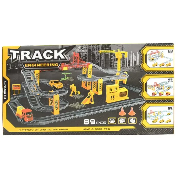 Stavební sada závodní dráhy Track Engineering s stavebními stroji a dělníky, 89 dílů obrázek 2