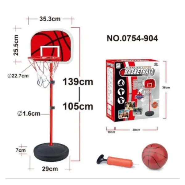 Stojan na basketbal s tabulí, set s pumpou a míčem. obrázek 2