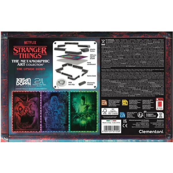 Stranger Things, puzzle o 520 dílcích s rámečkem a RGB LED osvětlením – Clementoni obrázek 3