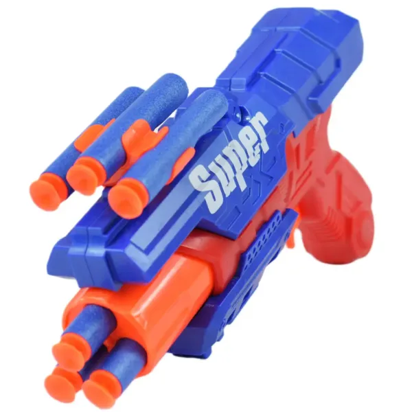 Super Gun: Pěnovková střelná zbraň s náboji, střelba na vzdálenost 12 metrů, rozměry 23x13cm. obrázek 2