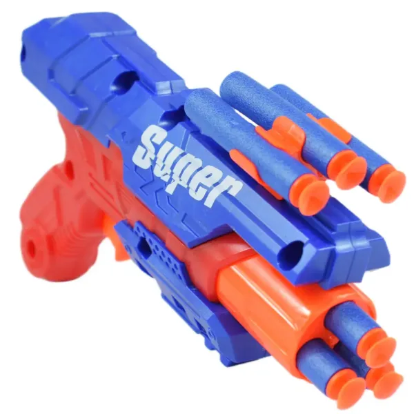 Super Gun: Pěnovková střelná zbraň s náboji, střelba na vzdálenost 12 metrů, rozměry 23x13cm. obrázek 3