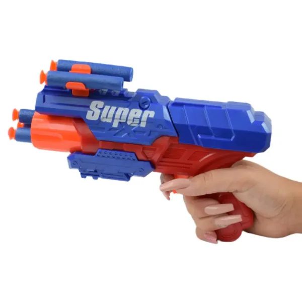 Super Gun: Pěnovková střelná zbraň s náboji, střelba na vzdálenost 12 metrů, rozměry 23x13cm. obrázek 5
