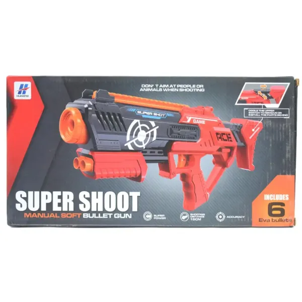 Super Shoot: Manuální pěnová střelná zbraň s náboji 47cm obrázek 5