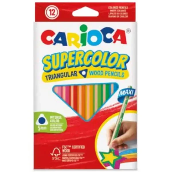 SuperColor trojúhelníkové 12ks maxi barevné tužky - Carioca obrázek 1