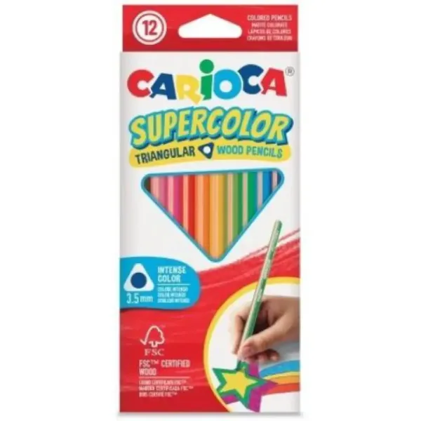SuperColor trojúhelníkový 12ks barevný pastelky set - Carioca obrázek 1