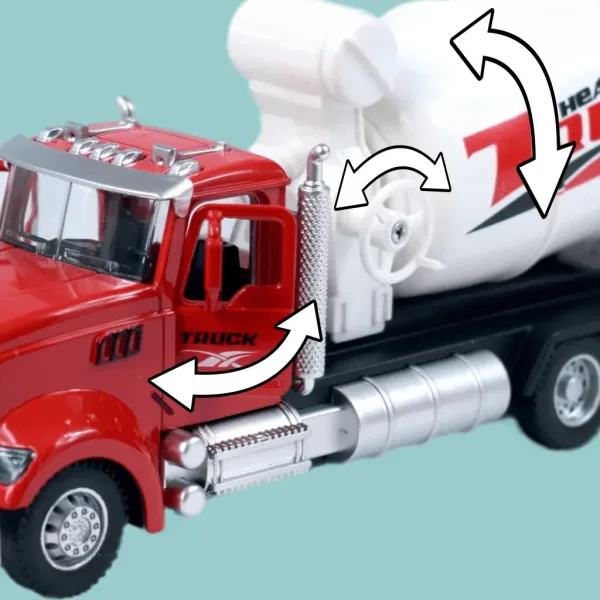Těžký nákladní vůz: Model betonářské míchačky s otevíracími dveřmi a otáčejícím se bubnem 1/36 obrázek 5