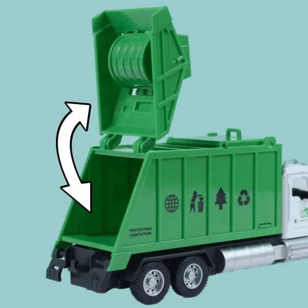 Těžký nákladní vůz: Model nákladního vozu pro třídění kovového odpadu s otevíracími dveřmi a popelnicí 1/36 obrázek 5