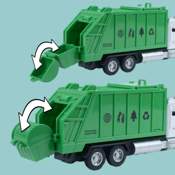 Těžký nákladní vůz: Model nákladního vozu pro třídění kovového odpadu s otevíracími dveřmi a popelnicí 1/36 obrázek 6
