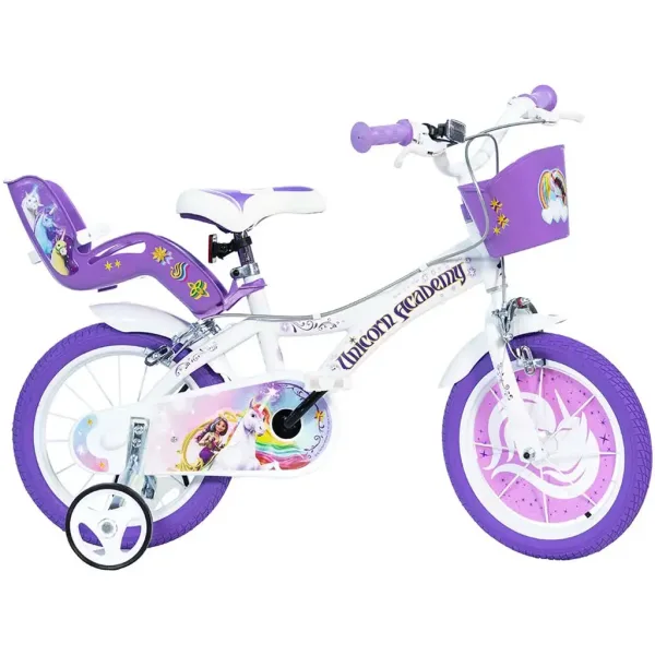 Unicorn Academy bílofialové kolo ve velikosti 14 - Dětské kolo Dino Bikes obrázek 1