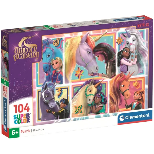 Unicorní Akademie spolu s jednorožci 104dílné Supercolor puzzle - Clementoni obrázek 1