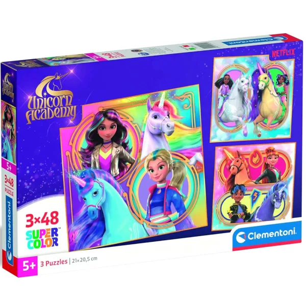 Unicorní akademie 3x48dílné Supercolor puzzle - Clementoni obrázek 1