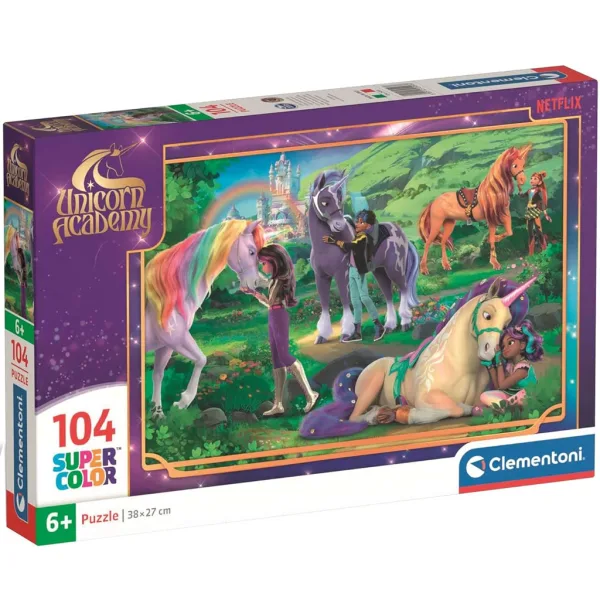 Unicorní akademie duhové přátelství 104dílné Supercolor puzzle - Clementoni obrázek 1