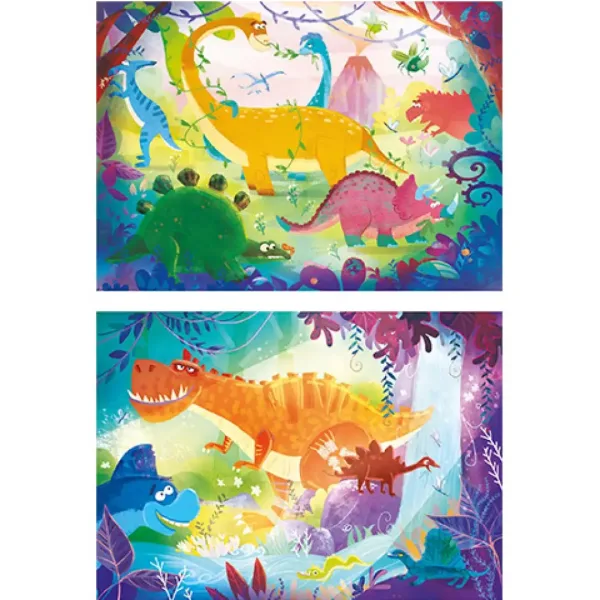 Veselí dinosauři Supercolor puzzle 2 v 1 s 2x20 dílky - Clementoni obrázek 2