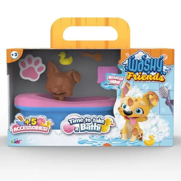 Washy Friends: Color Reveal máčecí Corgi pejsek s vaničkou a doplňky obrázek 1