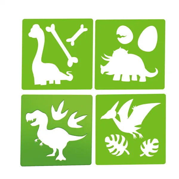 World of Dinosaur: Sada kříd na asfalt s šablonou dinosaurů obrázek 3