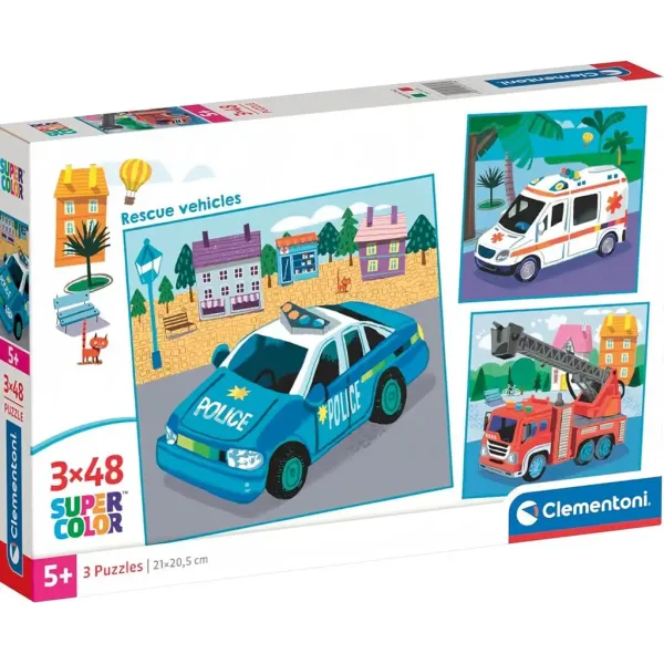 Záchranná vozidla 3x48ks Supercolor puzzle - Clementoni obrázek 1