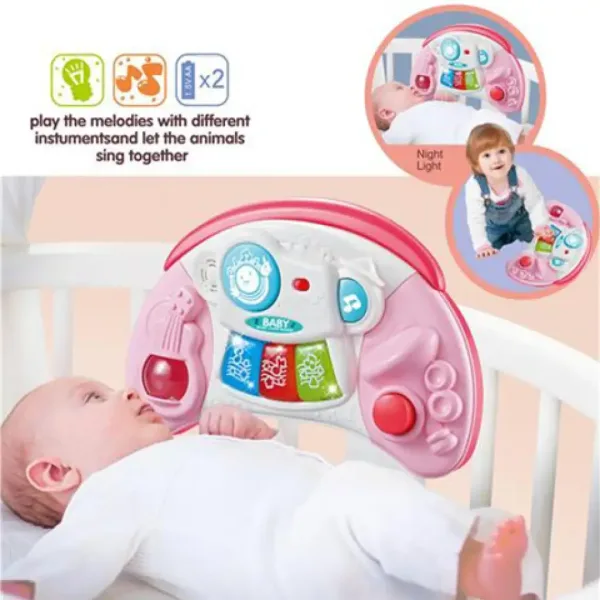 Zaměstnávající dětská hračka s efekty světla a zvuku v růžové barvě. obrázek 2