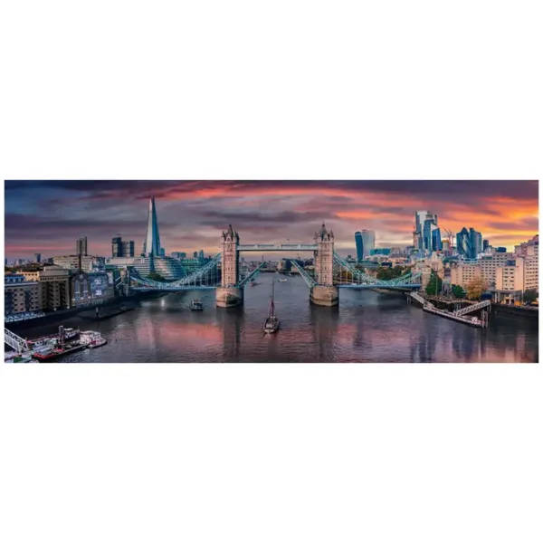 Západ slunce na Temži HQC 1000 dílků panoramatické puzzle s plakátem - Clementoni obrázek 2