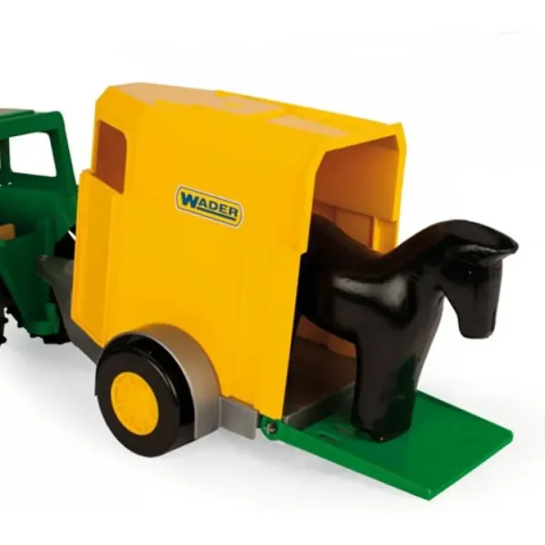Zelený traktor s přívěsem na koně 38 cm - Wader obrázek 4
