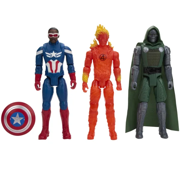 Avengers Titan Hero: Doomsday Doctor Doom, Kapitán Amerika a Human Torch, 29cm sada akčních figurek – Hasbro obrázek 2