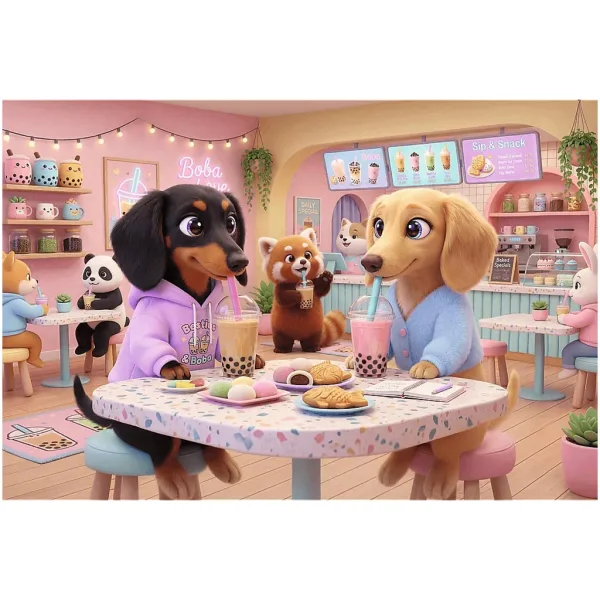 Dachshundi v kavárně 300 dílků puzzle - Trefl obrázek 2