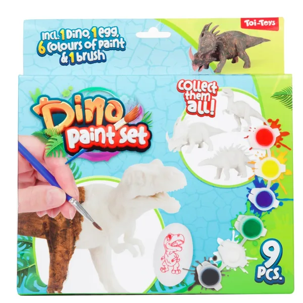 Dino Paint Set: Malovatelná figurka dinosaura s barvami a štětcem 9ks obrázek 2