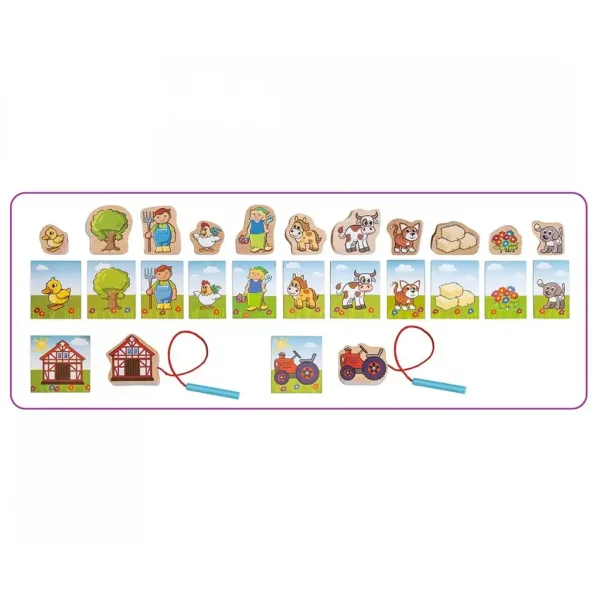 Eichhorn: Farmářské navlékací dřevěné hračky 13ks - Simba Toys obrázek 2