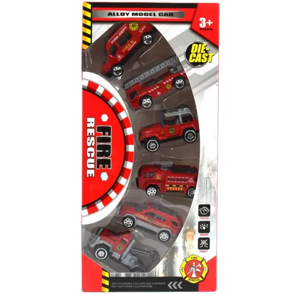 Fire Rescue: Sada 6 malých autíček hasičů 1/64 obrázek 3