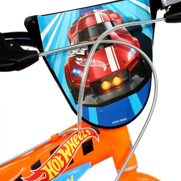 Hot Wheels 16” dětské kolo s držákem na láhev a bočními kolečky v oranžovo-černé barvě – Dino Bikes kolo obrázek 4