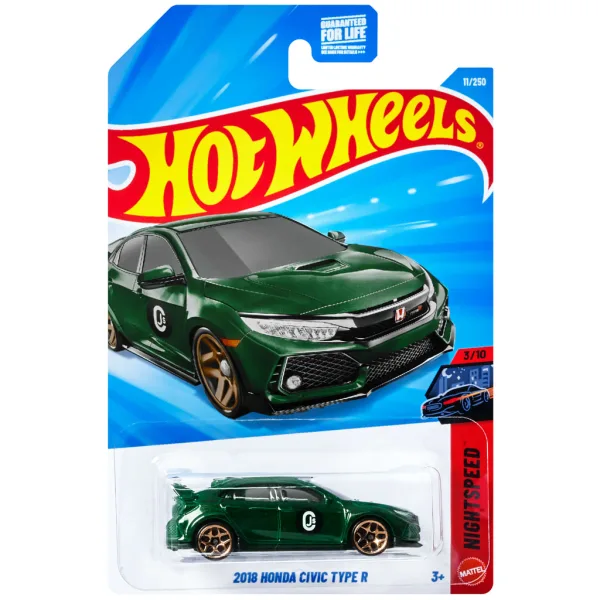 Hot Wheels: 2018 Honda Civic Type R zelené autíčko 1/64 – Mattel obrázek 1