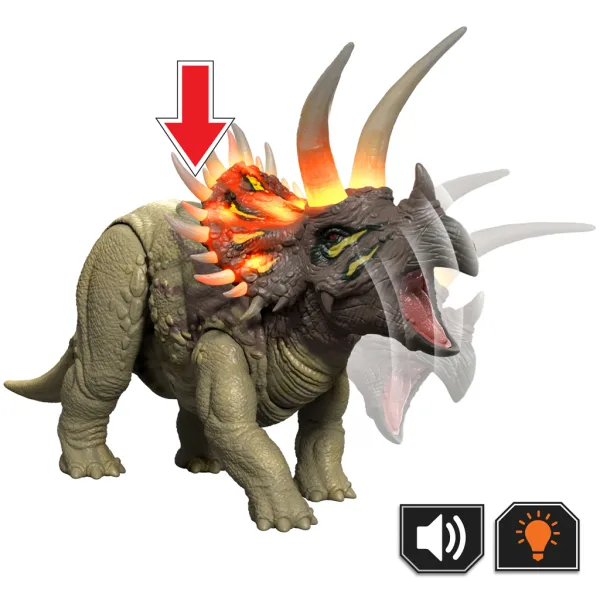 Jurassic World: Triceratops útočný dinosaurus se zvukem a světlem – Mattel obrázek 3