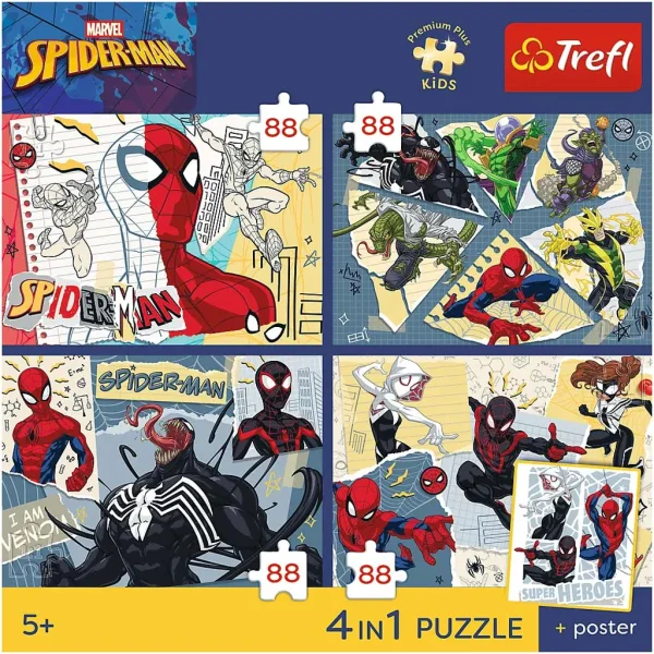 Marvel Spider-Man - 4 x 88 ks Premium Plus Kids puzzle - Trefl obrázek 2
