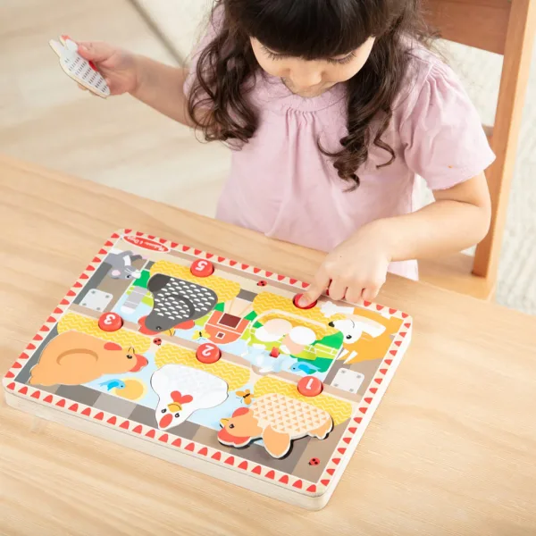 Melissa&Doug Push to Pop Puzzle – Šťastná kuřata dřevěná vzdělávací puzzle - Spin Master obrázek 2