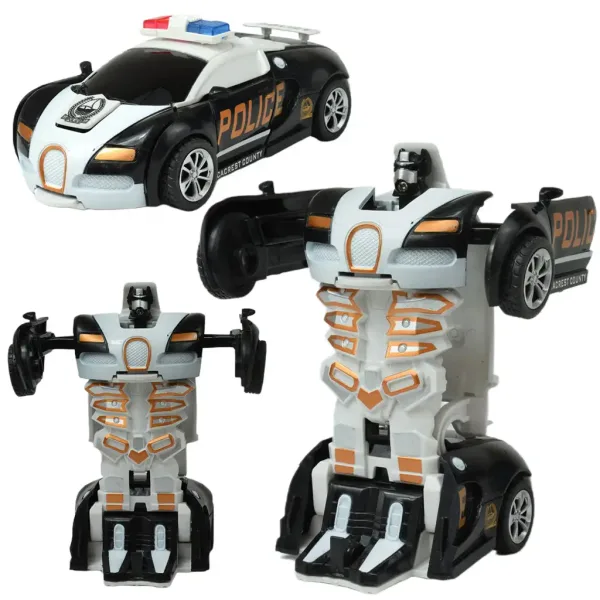 Model auta: Transformovatelné autíčko Bugatti Veyron na setrvačník v policejní verzi v několika variantách 13cm 1ks obrázek 2