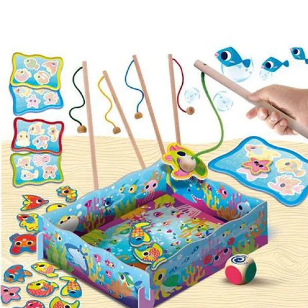 Montessori dětská dřevěná magnetická rybářská hra obrázek 2
