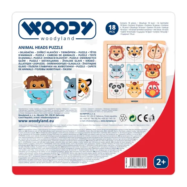 Montessori Safari zvířecí hlavy dřevěné puzzle - Woodyland obrázek 2