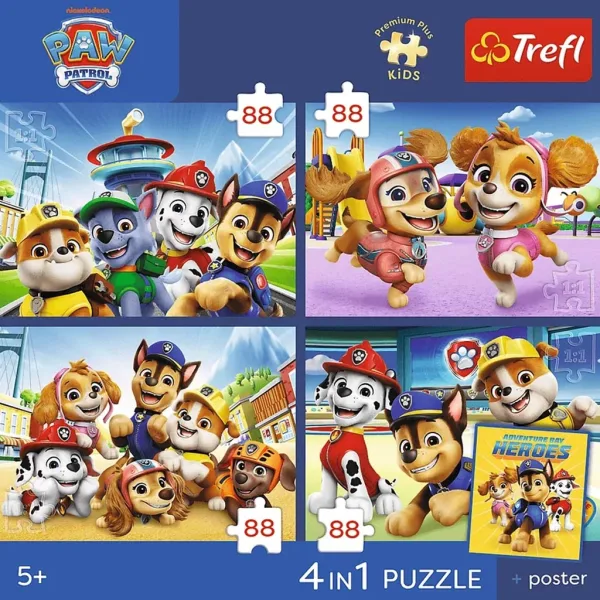 Paw Patrol - 4 x 88 dílný Premium Plus Kids puzzle - Trefl obrázek 2